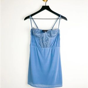 NWT Urban Outfitters Brenna mesh blue bustier dress
